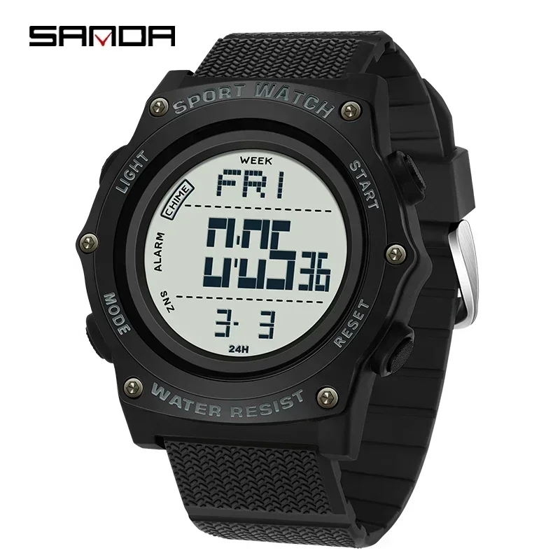 Sanda-Montre numérique électronique étanche pour hommes, Sports de plein air, Étudiants, Calendrier Shoe, Multifonction, Cool LED, Mode 2024, 2159