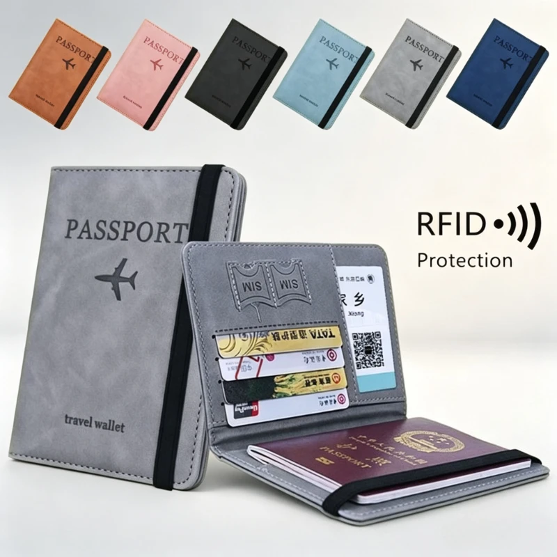 Reisepasshülle aus PU-Leder mit RFID-Schutz, minimalistisches 2-in-1-Reise-ID-Etui für Männer und Frauen, modischer Anti-Skimming-Halter