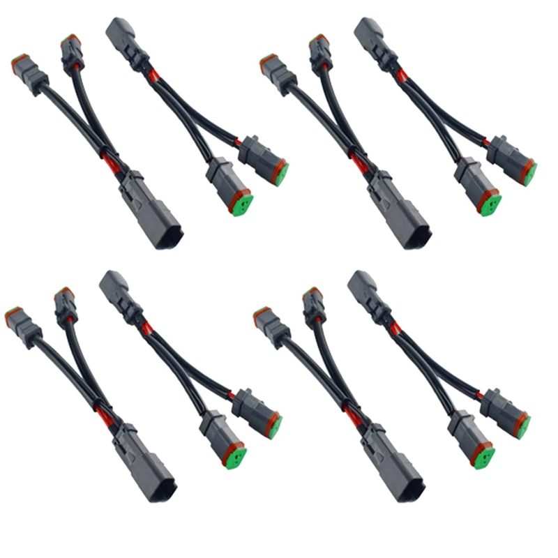 8PCS Y Type Leads Deutsch DT DTP 2 Pin Socket Adapter For LED Pod Work Light Retrofit Connectors Wiring Harness