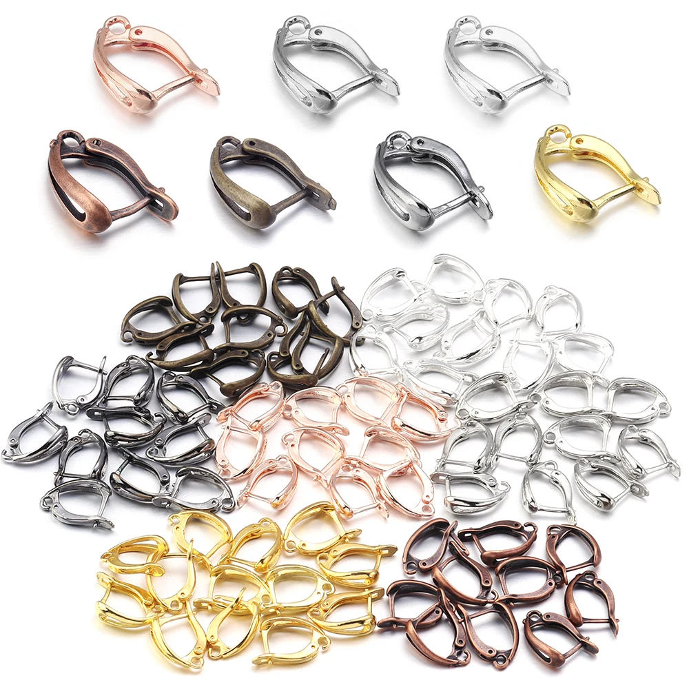 

SAUVOO 10pcs/Lot Brass Earring Hooks U Shaped French Lever Back Open Loop Setting for DIY Earring Clips Clasp Jewelry Making