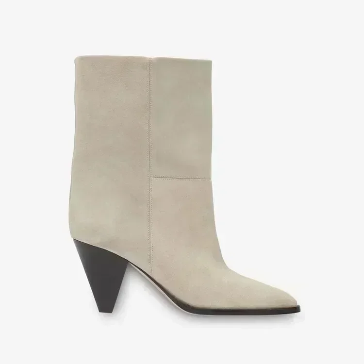 2024 European and American New Pointed Women\'s Short Boots with Conical High Heels Fashion 34-45 Size Large Women\'s Long Boots