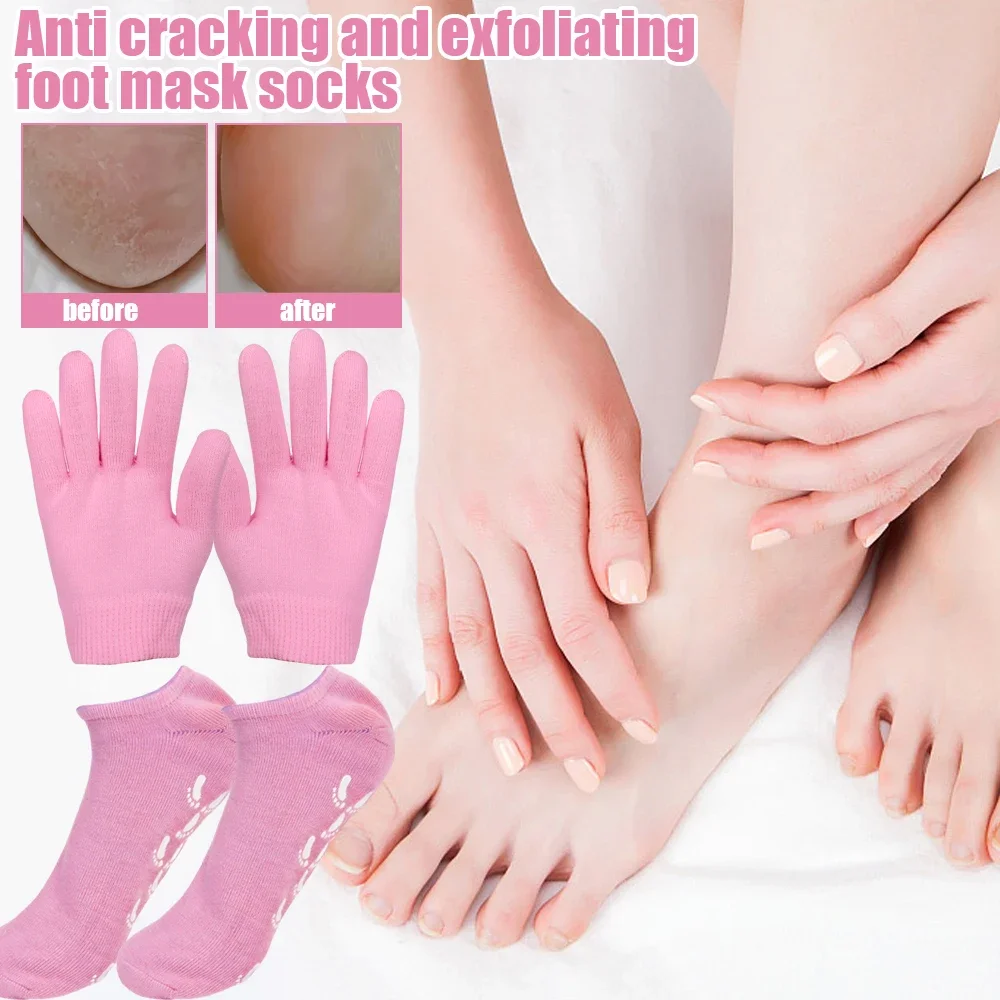 Masque hydratant en Silicone, chaussettes exfoliantes réutilisables, gants de protection Anti-fissure, outils pour enlever la peau sèche et morte, soins des mains et des pieds