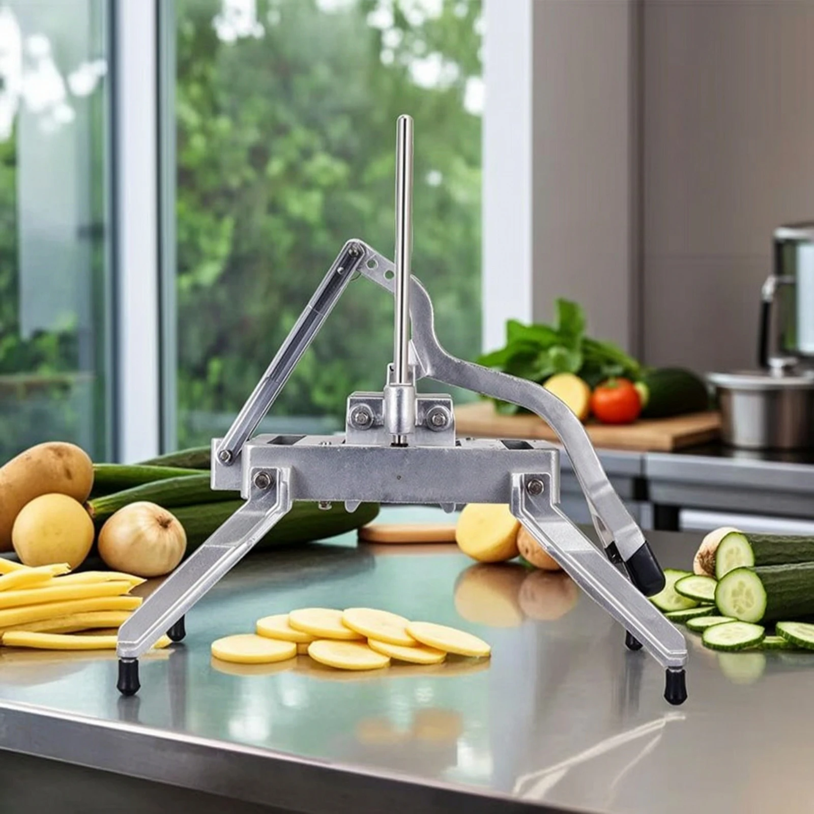 Commercial Vegetable Dicer Stable Onion Chopper with Rubber Feet French Fry Cutter with Metal Legs Long-Lasting Fruit Cutter