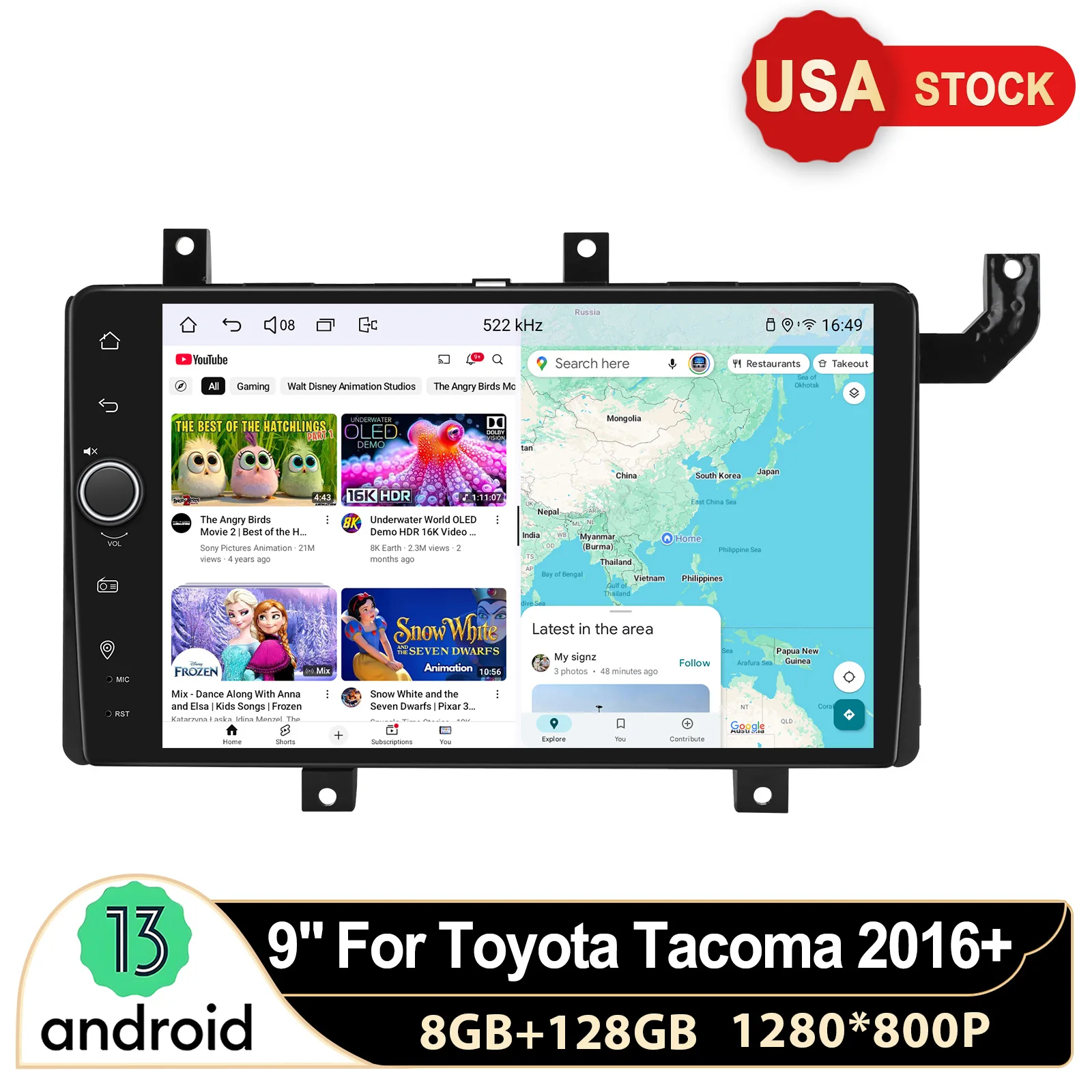 

Joying 9"1280*800 Touch Screen Car Radio Stereo Head Unit GPS Navigation With Carplay Android Auto For Toyota Tacoma 2016+