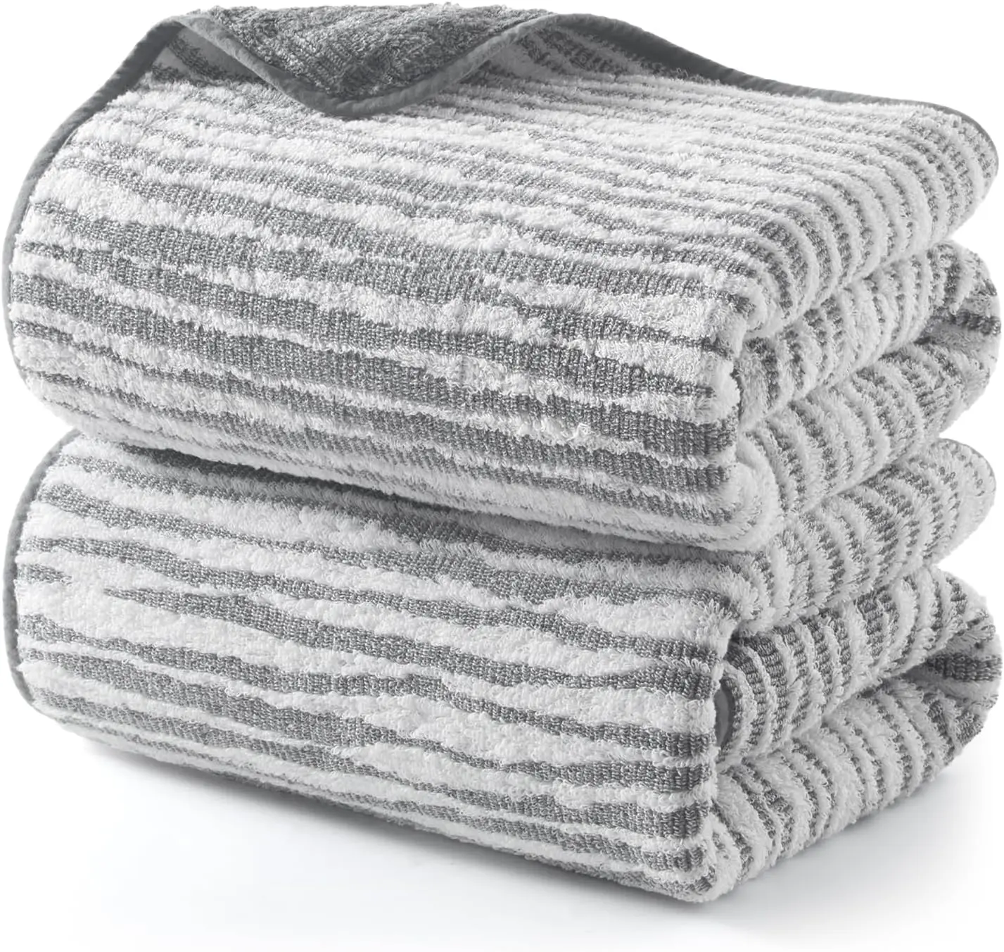 Large 100% Cotton Bath Towels 2 Pack, 29x59 Inches Quick Dry, Gray