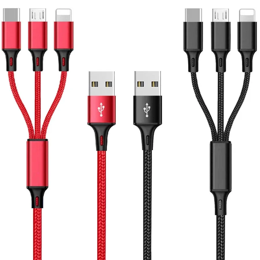 

Multi Charging Cable 4ft 2Pack Multi Phone Charger Cable Braided Universal 3 in 1 Charging Cord Extra Long Multiple USB Cable w