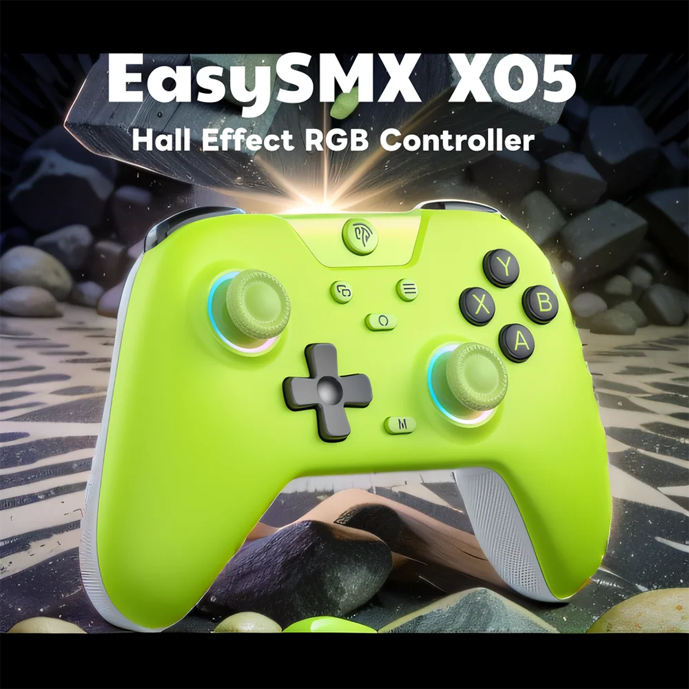 EasySMX X05 Wireless Gamepad RGB Gaming Controller Compatible with PC/Switch/Phone/Steam Gamers, Turbo Function, Hall Effect