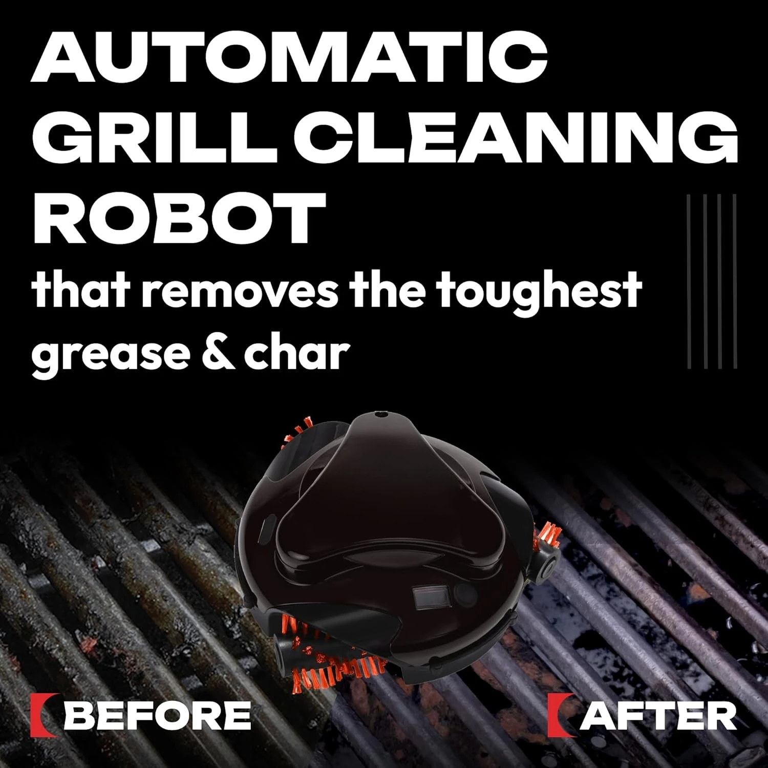 روبوت تنظيف الشواية الأوتوماتيكي مع فرش نايلون، منظف شواية الشواء، فرشاة، مكشطة، (عربة شواء سوداء + حقيبة حمل)