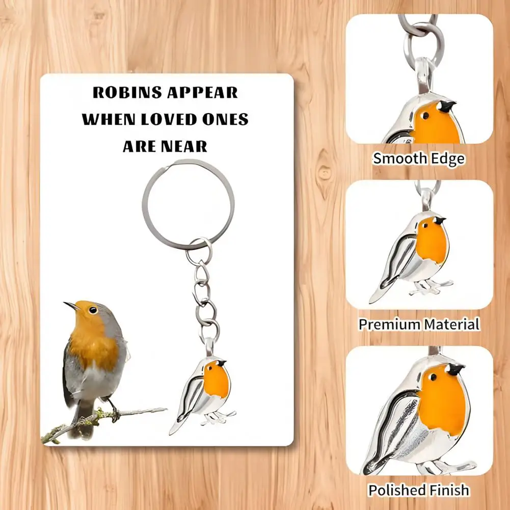 Keychain Heart Bird Charm Stainless Steel Key Chain with Heartwarming Engraving Token Keyring Backpacks Wallets Pendant