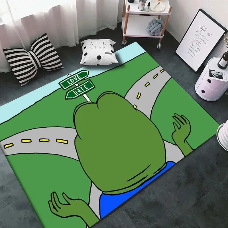 Funny frog Pattern Carpet 100% Polyester Felt Rugs Non Slip Mat Big Size Area Rectangle Rug Home Living Room Kitchen Floor Decor