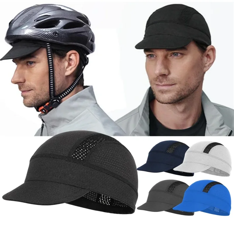Cycling Bicycle MTB Under Helmet Liner Caps Summer Quick Dry Breathable Mesh Sports Running Sunhat Small Brim Golf Baseball Cap
