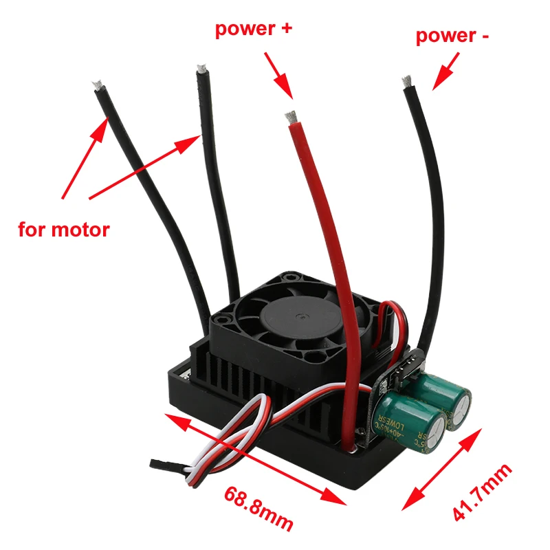 1PCS Upgraded Version DIY RC Robotic Mower Motor 12V 24V 110A Dual-way Brushed ESC 1000W Speed Controller with Cooling Fan