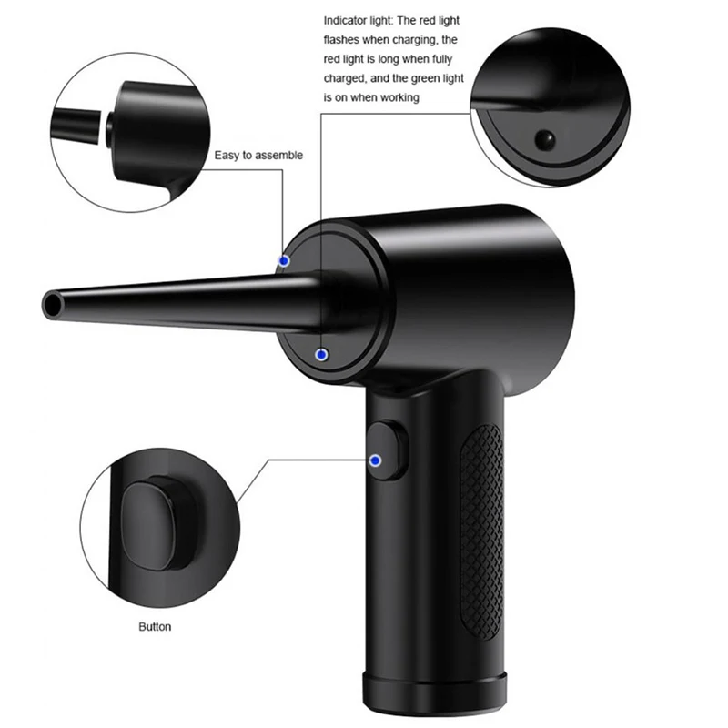Electric Air Duster Air Blower for Computer Handheld Cordless Computer Duster Blower for Keyboard Laptop Electronics Cleaning