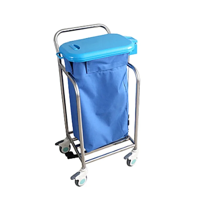 

Hospital Equipment Stainless Steel Contaminant Garbage Medical Waste Laundry Cart Linen Trolley