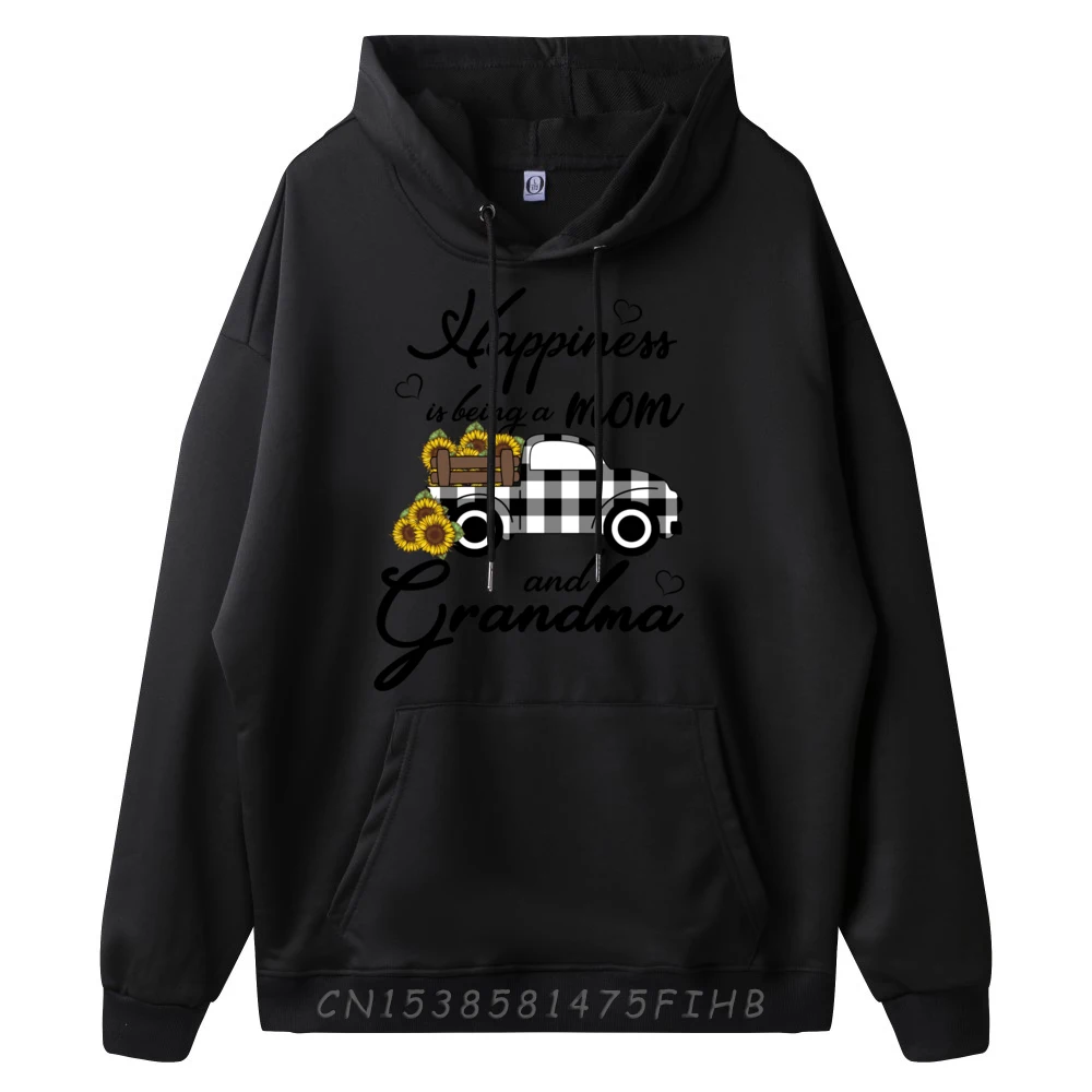 Happiness is being a Mom and Grandma Funny Sunflower Grandma Graphic Sweatshirts Christmas Hoodies New Years Eve