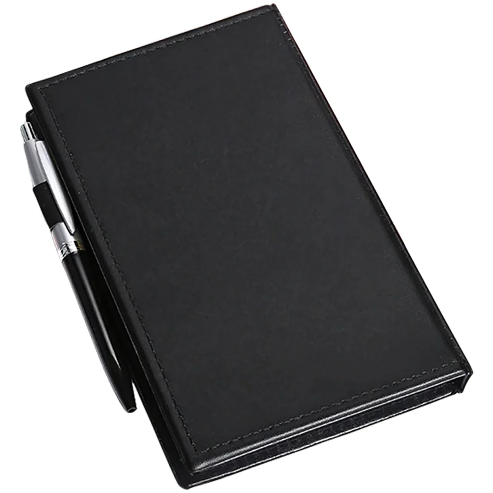 

Sticky Memo Pads Notebook Black Adhesive Tabs Office Supplies Students 60 Pages PU Cover Note Reminder Stickers Portable