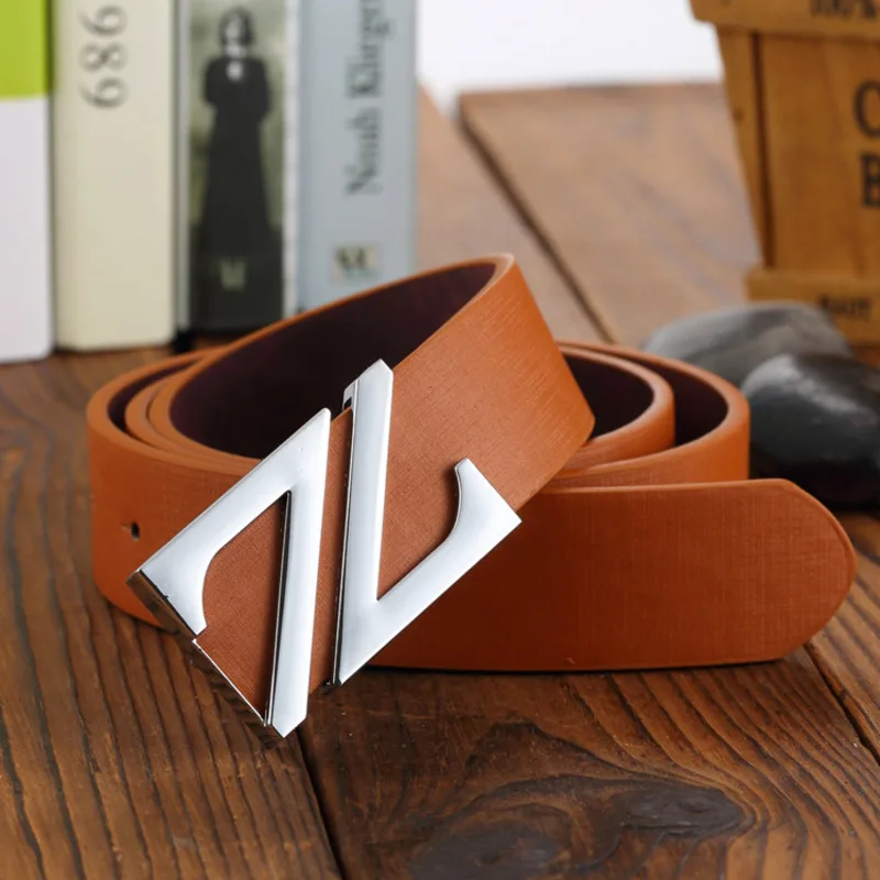 New Casual Smooth Buckle Men's Belt PU Leather Letter Buckle Women's Belt Campus Student Youth Waistband