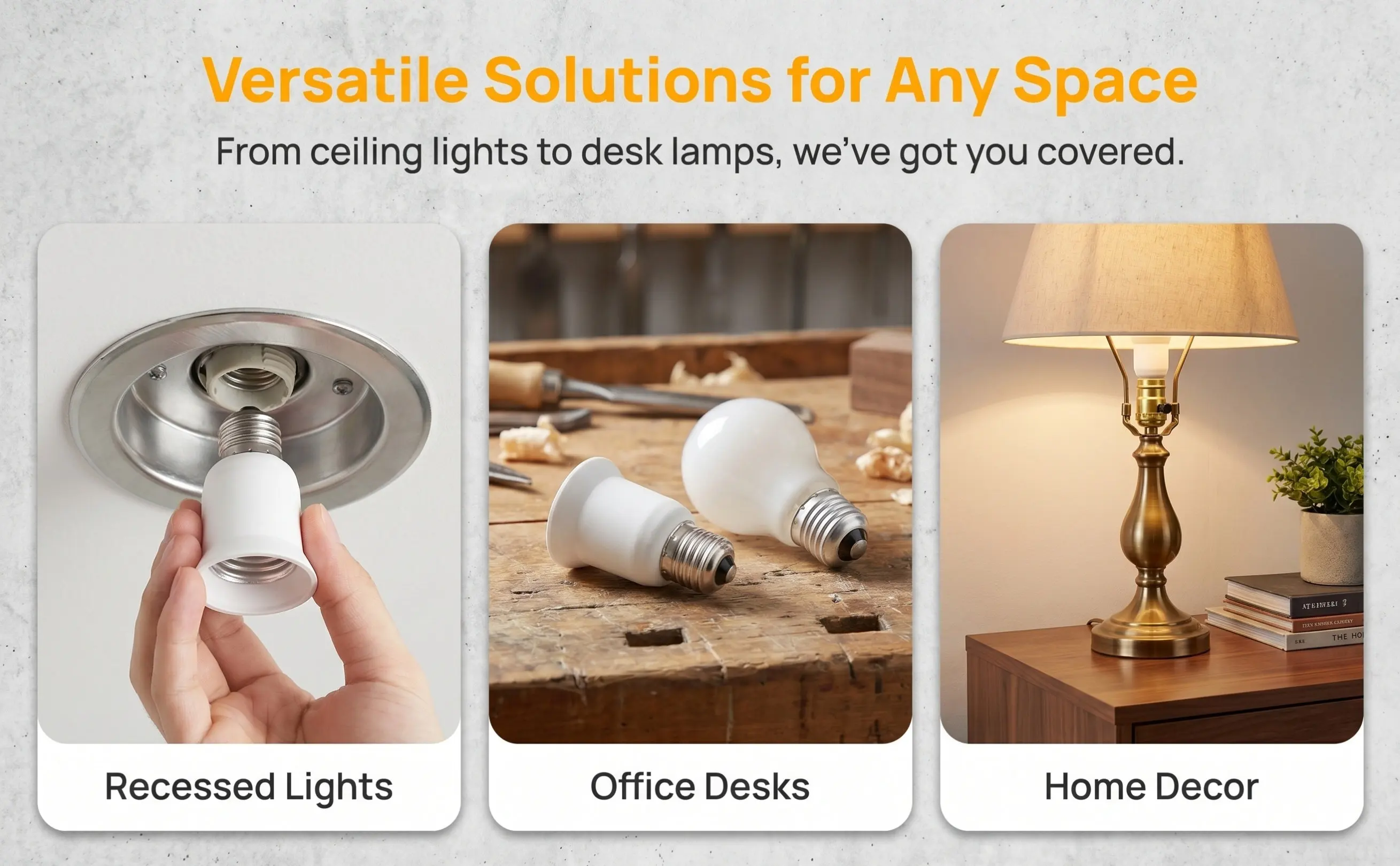 3Pcs Lamp Holder Conversion Adapters Flame Retardant Pbt Easy Install E17 to E26 E27 Socket Converter Light Bulb Adapter Socket