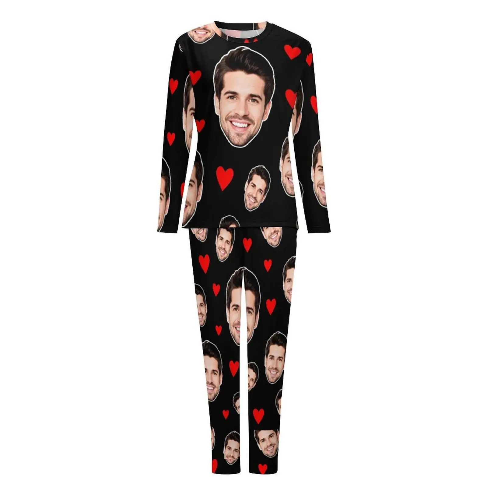 Custom Women's Long Sleeve Sleepwear Set Personalized Fun Home Wear with Headshots for Sleepover Parties And Anniversaries - view 3