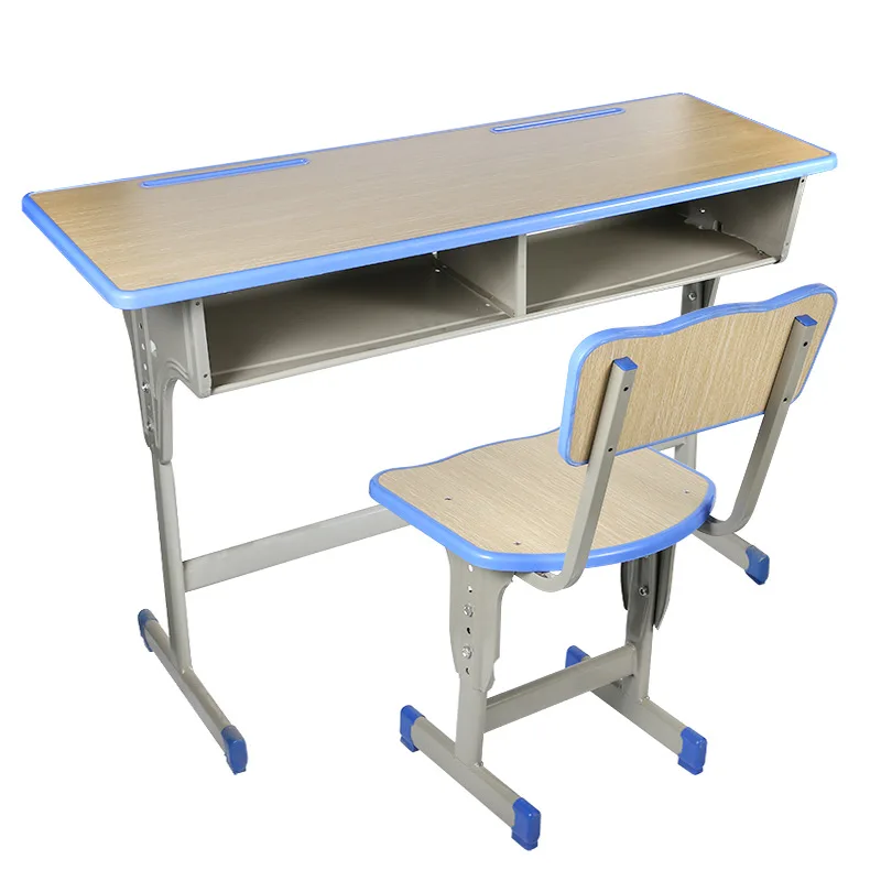 Adjustable modern wooden table with metal chairs for students' school tutoring training
