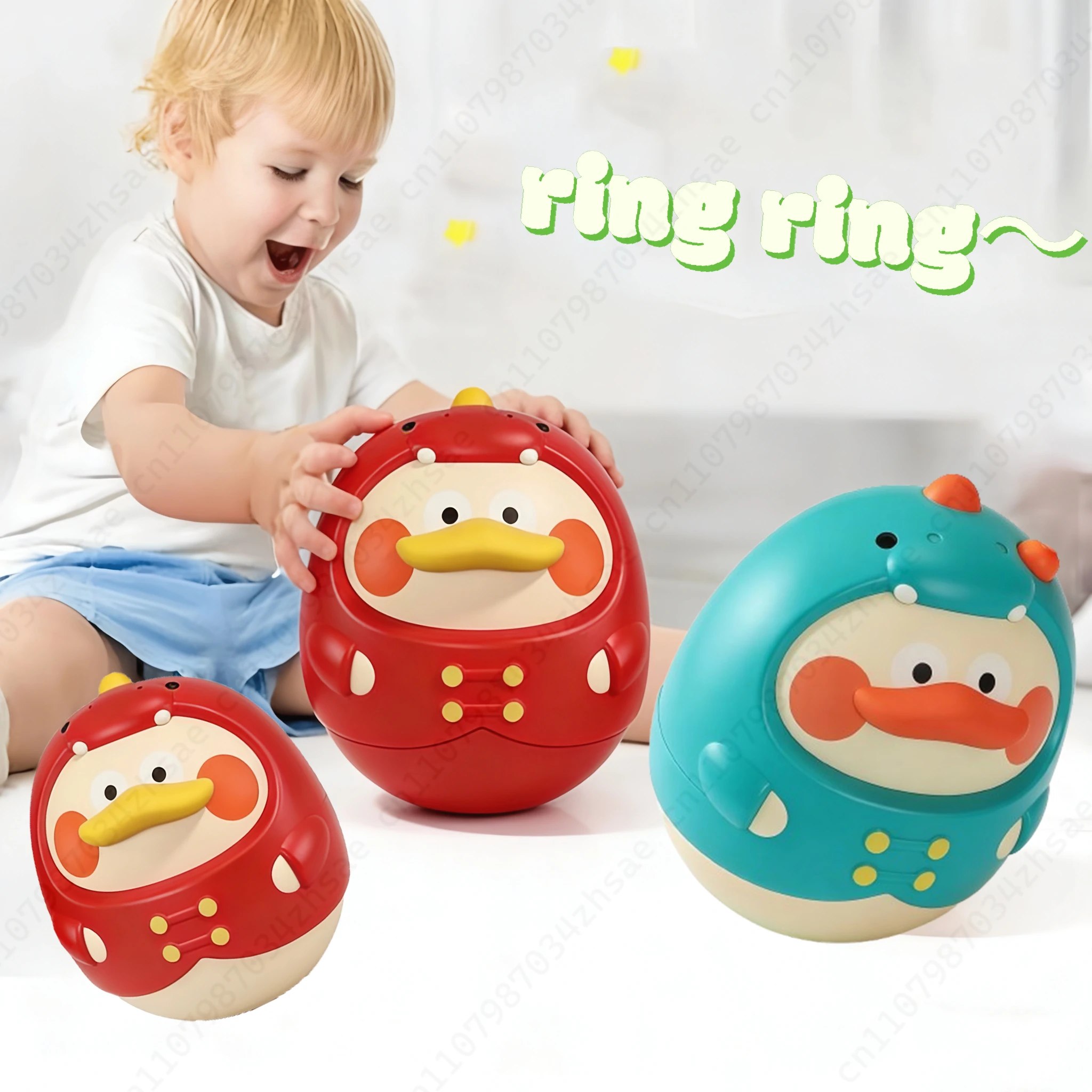 Bebé pato lindo vaso mordedor juguete con sonajero de campana-entrenamiento de cabeza y entrenamiento de gateo juguetes sensoriales para bebés para desarrollar conc