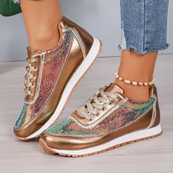 Autunno nuove donne scarpe Casual donna moda paillettes scarpe da ginnastica in tela femminile piattaforma poco profonda scarpe vulcanizzate Zapatillas Mujer