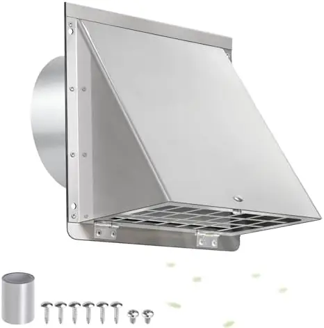 

4" Stainless Steel Dryer Vent Cover with Mesh & Cushioned Flap - Outdoor Exhaust Vent Hood for AC, Range Hood