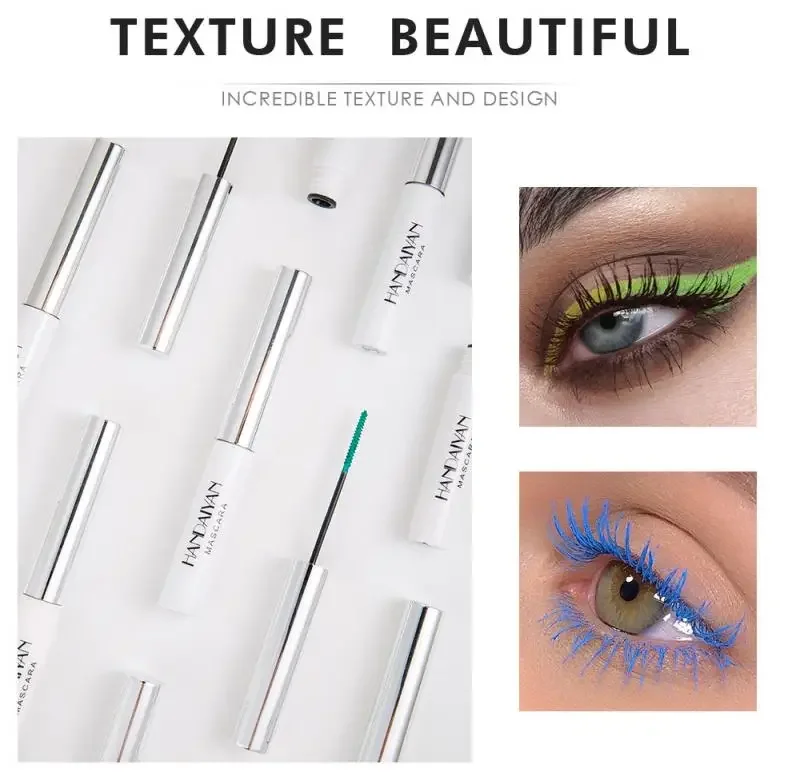 Mascara colorato Impermeabile a lunga durata Curling Allungamento Trucco Blu Verde Rosso Nero Bianco Mascara di colore