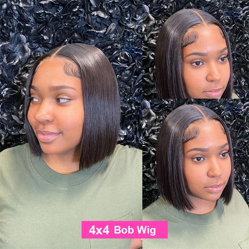 Short Bob Wig Lace Front Human Hair Wigs Straight Brazilian Remy 13x4 Lace Frontal Wigs 4x4 Lace Closure Wig For Black Women