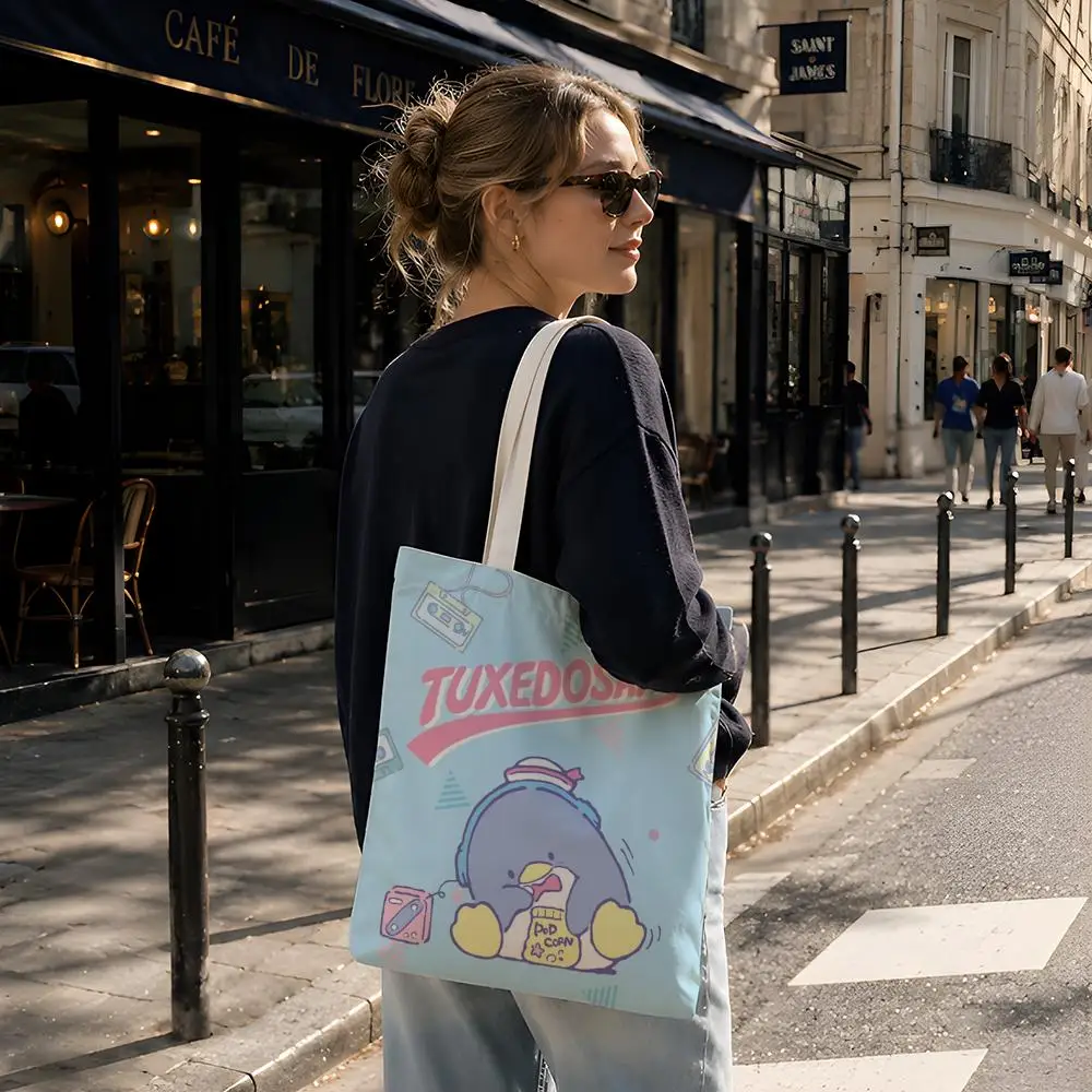 Cartoon T-Tuxedosam Storage Bags Reusable Canvas Tote Suitable for School Class Commuting Shopping as Gifts
