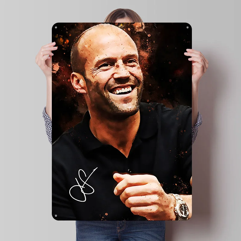 Jason Statham Portrait Metal Poster Custom Wall Art Retro Vintage Tinplate Signs for Man Cave Living Room Decoration House Home