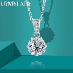 1 Carat Round Brilliant Cut D Color Moissanite Pendant Necklace 925 Silver Moissanite Diamond Test Past White Gemstone Necklace