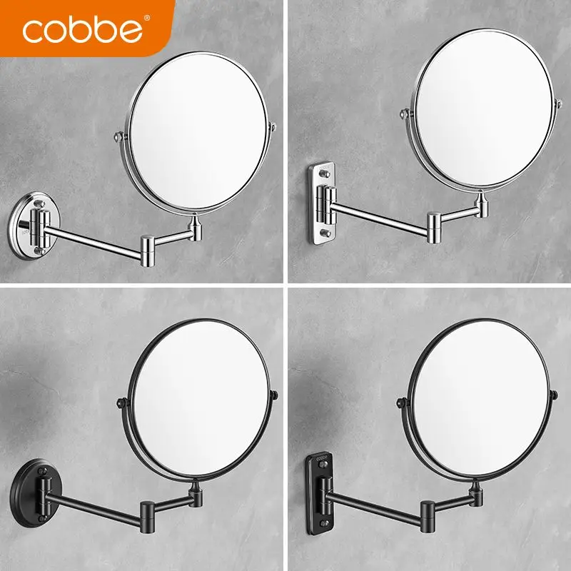 Punch-free makeup mirror, magnifying mirror, hotel bathroom folding double-sided beauty mirror