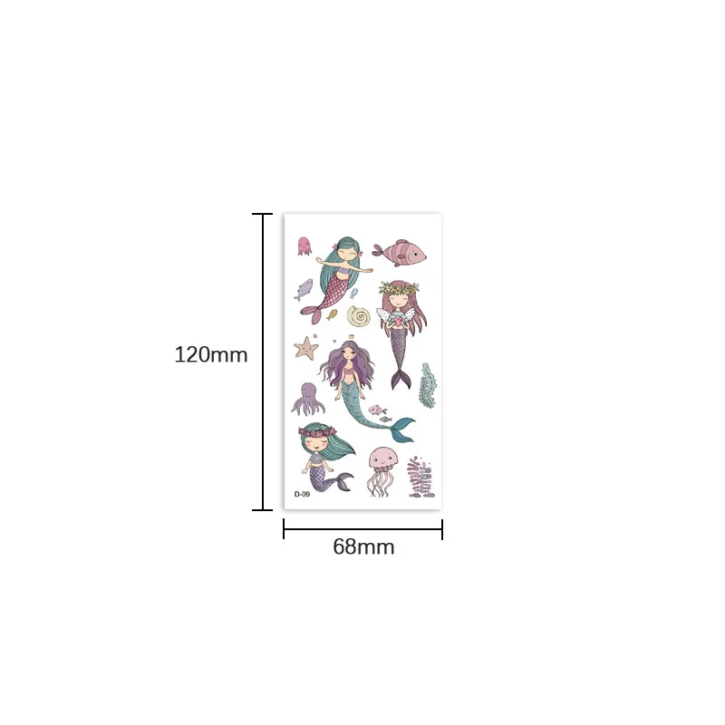 10 Pcs/Set Mermaid Tattoo Stickers for Children Temporary Tattoo Kids Face Body Arm Cute Tattoo Sticker