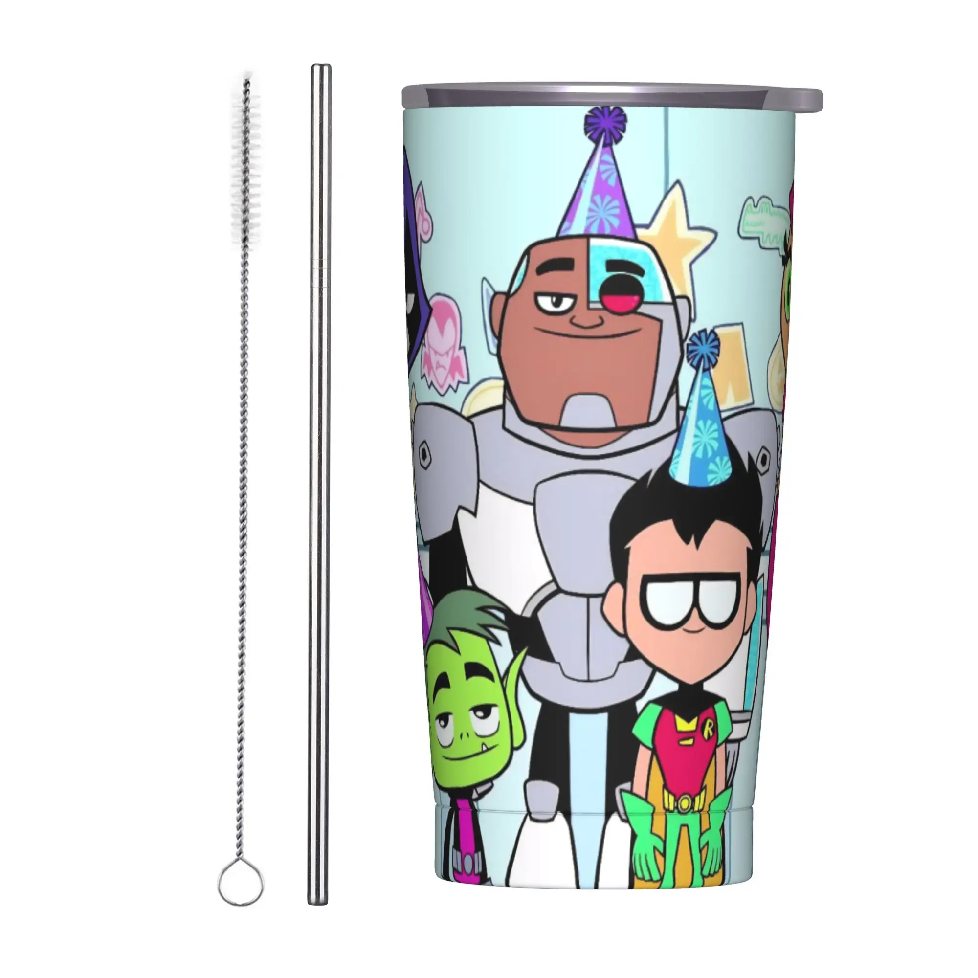 Teen Go Cartoon Insulated Tumbler with Straws Lid Anime Vacuum Coffee Mugs Outdoor Travel Spill Proof Cups, 20oz