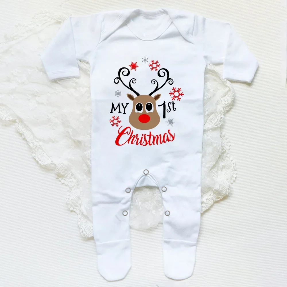 First Christmas Babygrow Sleepsuit Xmas Infant Sleepsuit Boys Girls Cute Clothes Toddler Christmas Gift Baby Xmas Party Outfits