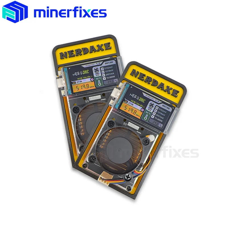 I dispositivi minerari della lotteria NerdAxe Ultra 500GH/S Solo Bitcoin effettuano con il kit completo di display Nerdminer con chip Asic BM1366 con alimentatore