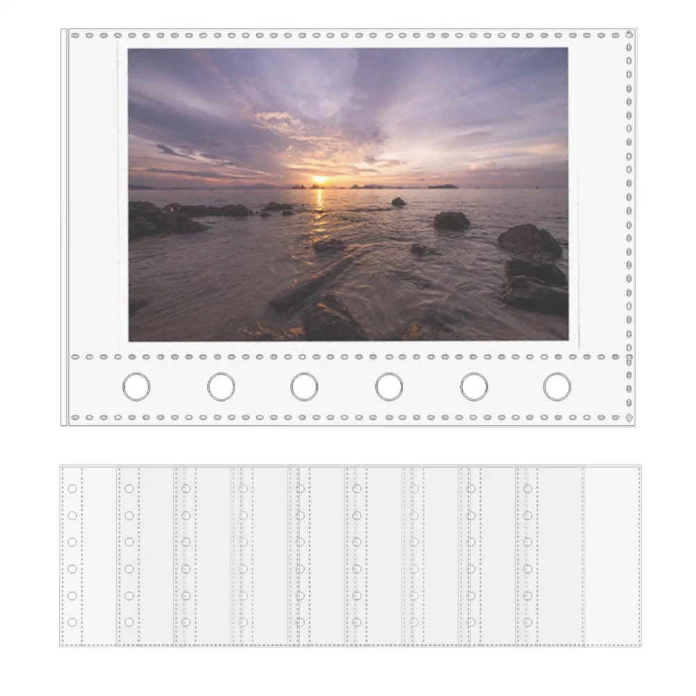 10/20pcs A7 Size 6-Ring Binder Replacement Card Pages Card Photo Protector Sleeves Sticker Book Transparent Pages Replacement