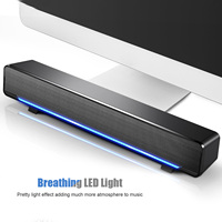 Stereo Soundbar Portable Soundbar USB Wired Stereo Soundbar Music Player Bass Surround Sound Box 3.5mm Input for PC Cellphones
