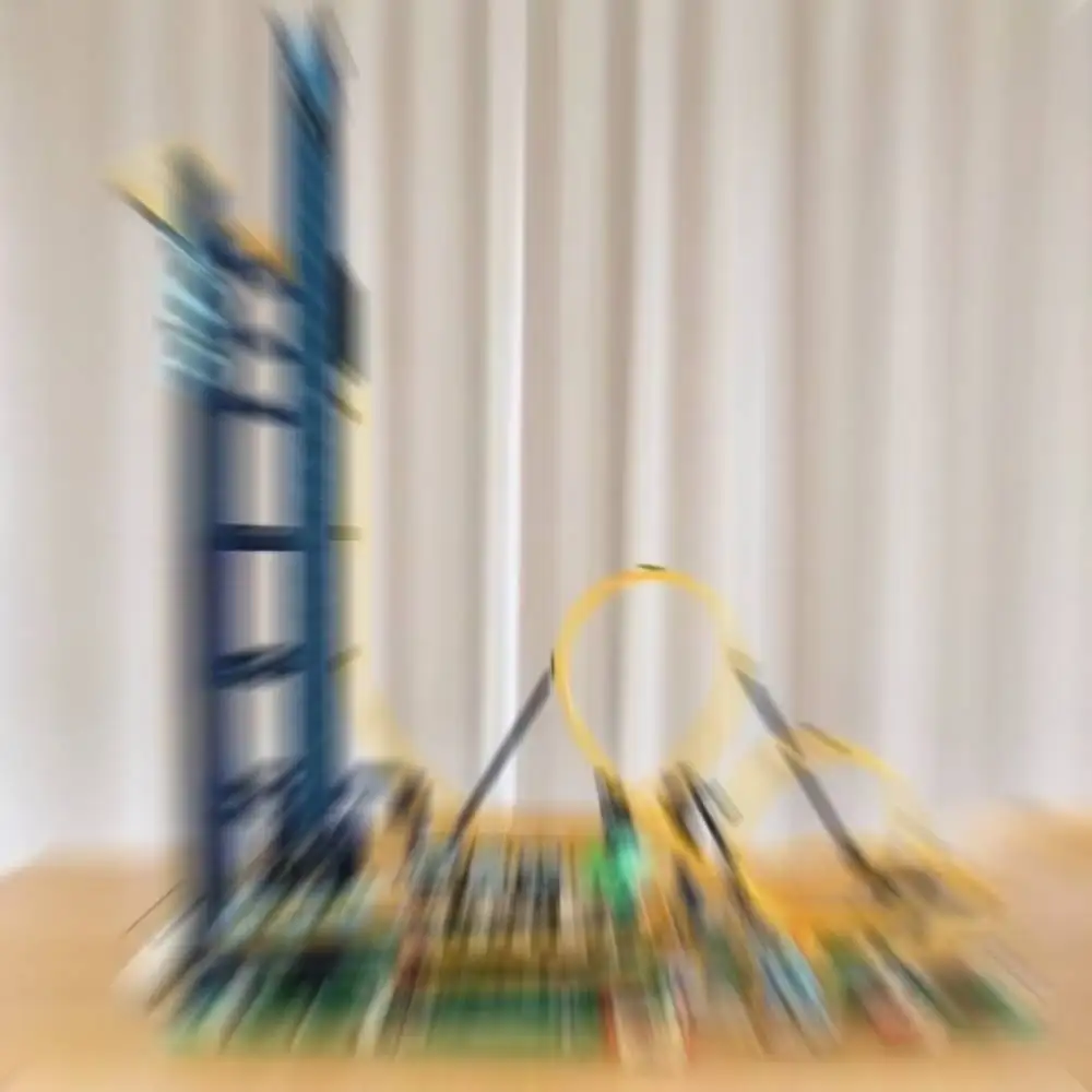 3756Pcs Theme Park Bricks Set Rotating Track Assembly Model Complex Structure Home Shelf Decoration