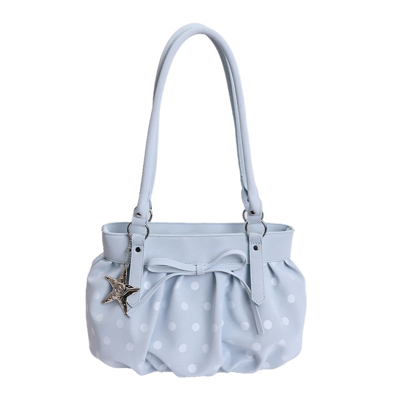 

Модные изысканные сумки через плечо из мягкой искусственной кожи с принтом в горошек на молнии для женщин 2026: высококачественные ретро-сумки большой вместимости, элегантные дамские сумочки