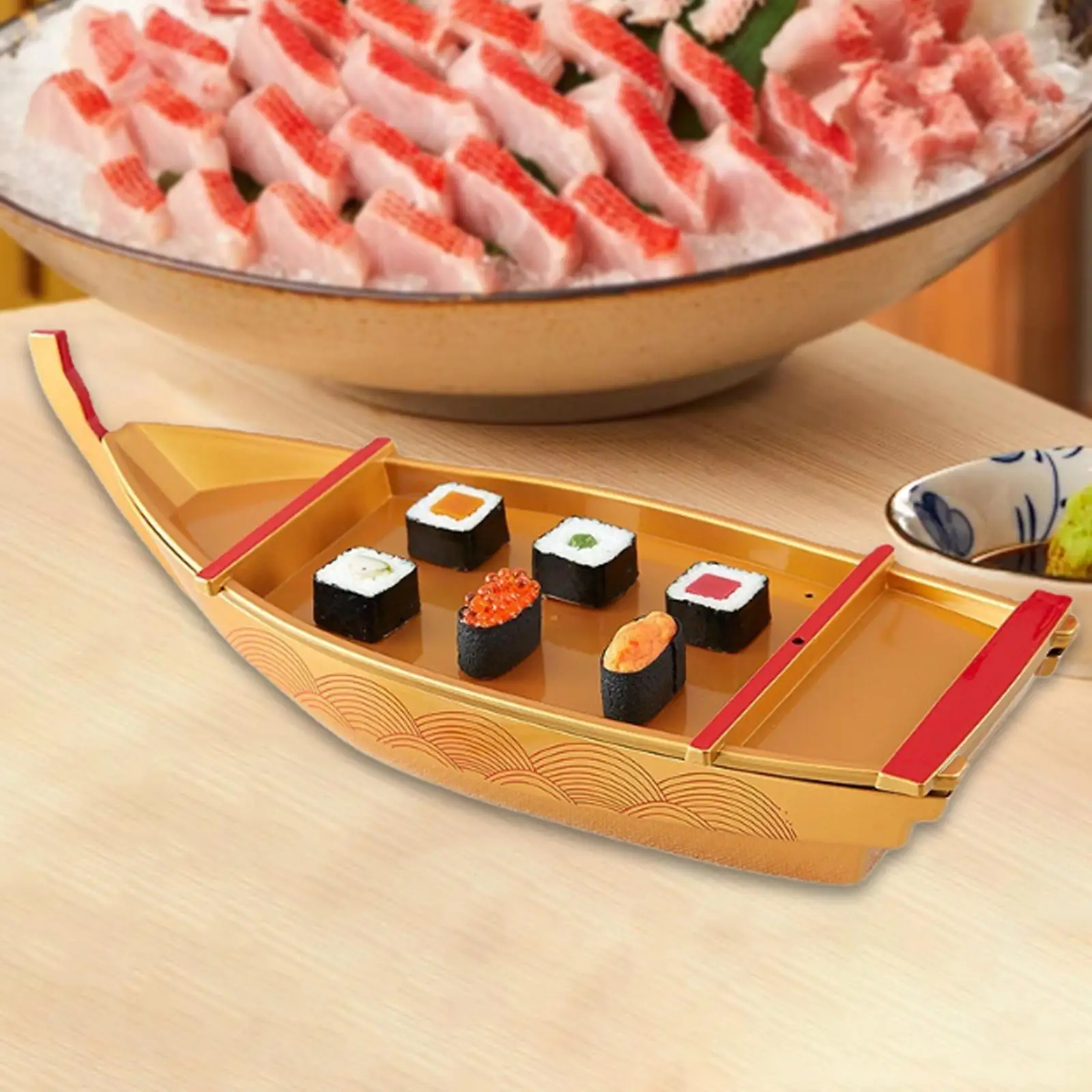 

Sushi Serving Tray Serving Platter Japanese Reusable Easy to Clean Appetizer Sushi Plate