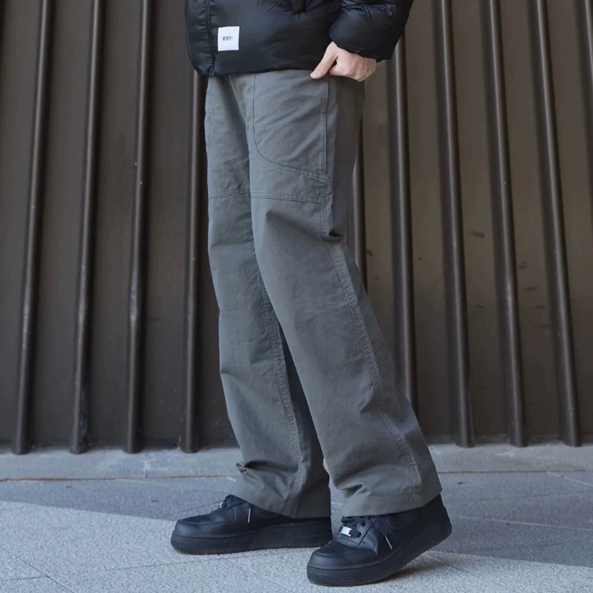 

Мужские рабочие брюки в стиле ретро-милитари, прямого кроя, однотонные, универсальные, с эффектом 3D, премиум-класса, длинные