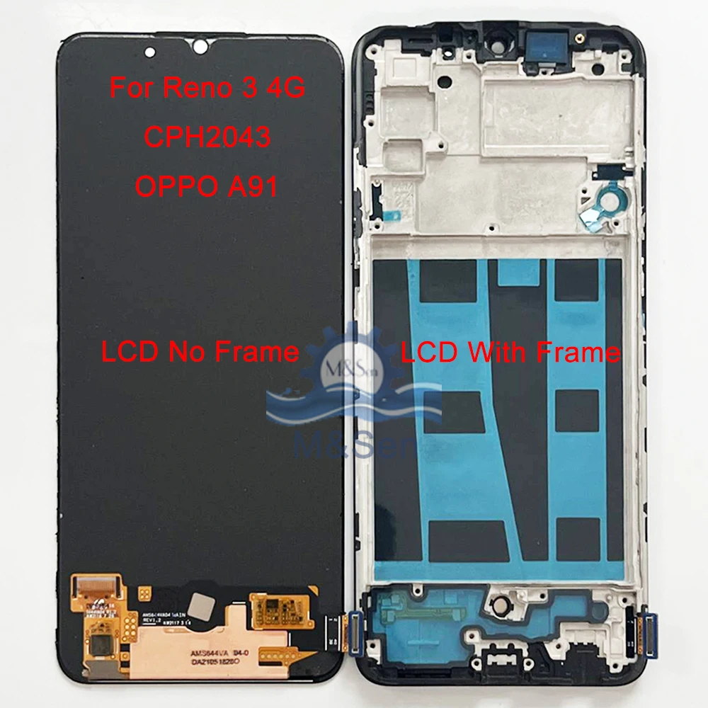 

6.4"Original AMOLED For Oppo Reno 3 4G CPH2043 LCD Display Screen Frame+Touch Panel Digitizer 6.4"For Oppo A91 PCPM00 LCD Frame