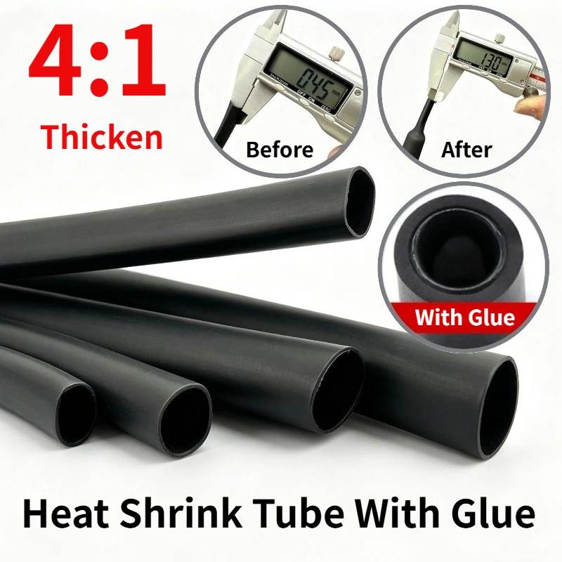 Tubo Termocontraíble 3M 4:1, Tubo Termocontraíble de Doble Pared con Pegamento, Tubo Termocontraíble de 4, 6, 8, 12, 16, 20, 24 mm