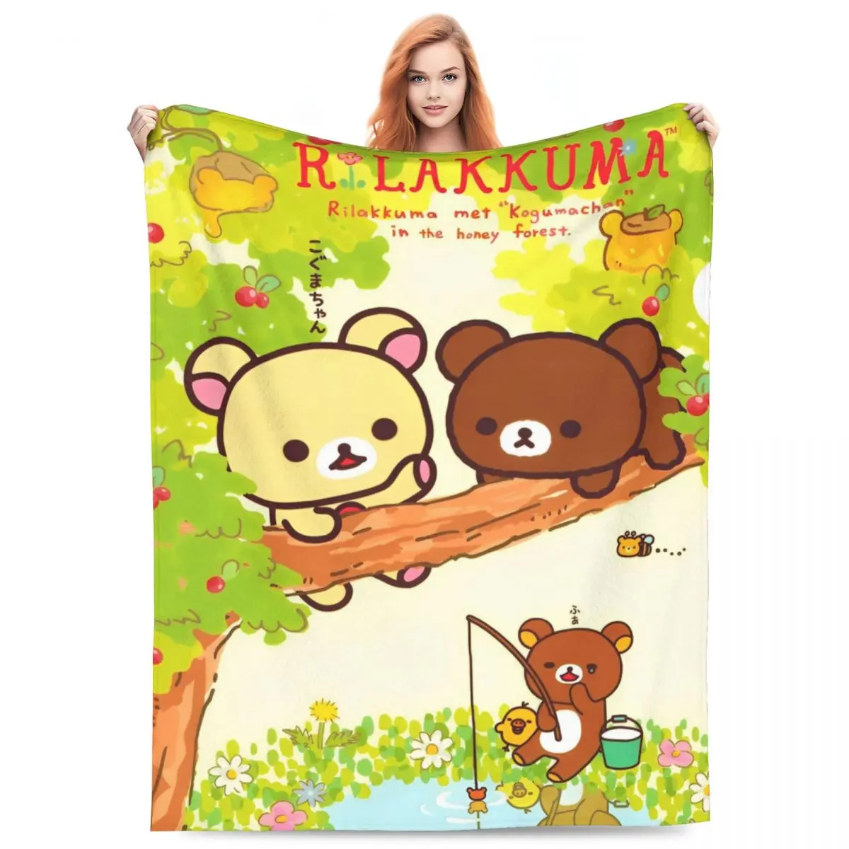 Warm Blankets Travel Rilakkuma Cartoon Bedding Throws Flannel Bedspread For Couch Bed Graphic Sofa Bed Cover