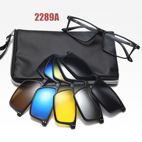 6 In 1 Spectacle Frame Men Women With 5 PCS Clip On Polarized Sunglasses Magnetic Glasses Male Computer Optical 2289