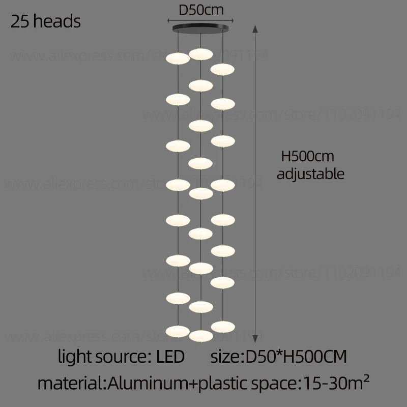 LED minimalistische kroonluchter duplex gebouw zolder verlichtingsarmaturen Noordse hangende kroonluchter Villa draaiende trap hangend