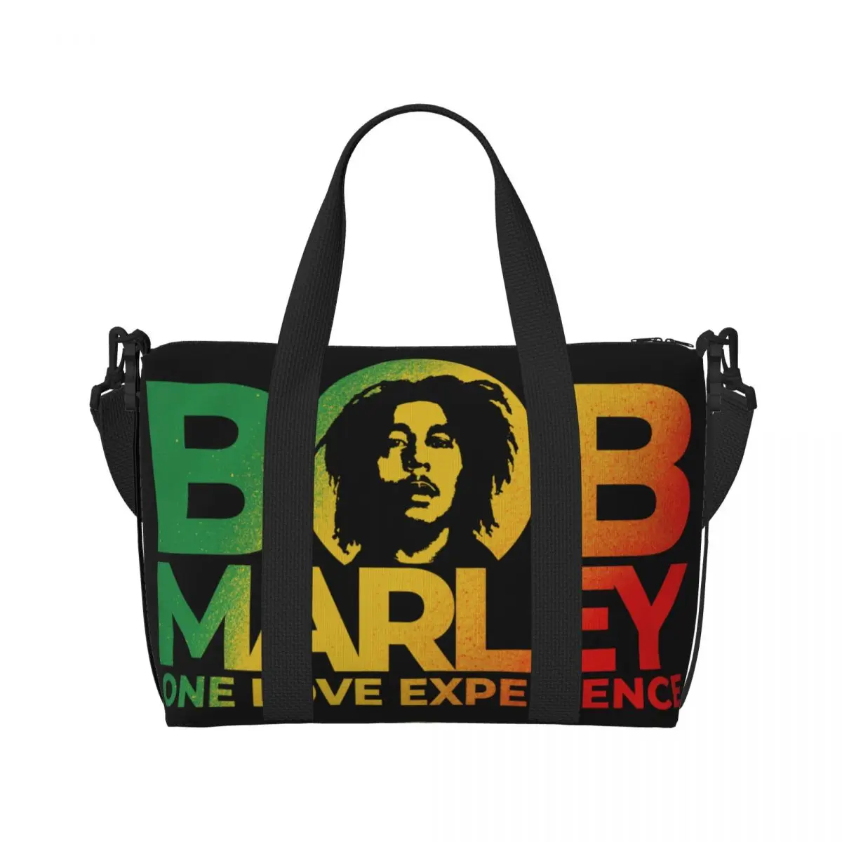 Custom Large Jamaica Singer Reggae Rock Bob Marley Tote Bag Women Shoulder Shopper Gym Beach Travel Bag