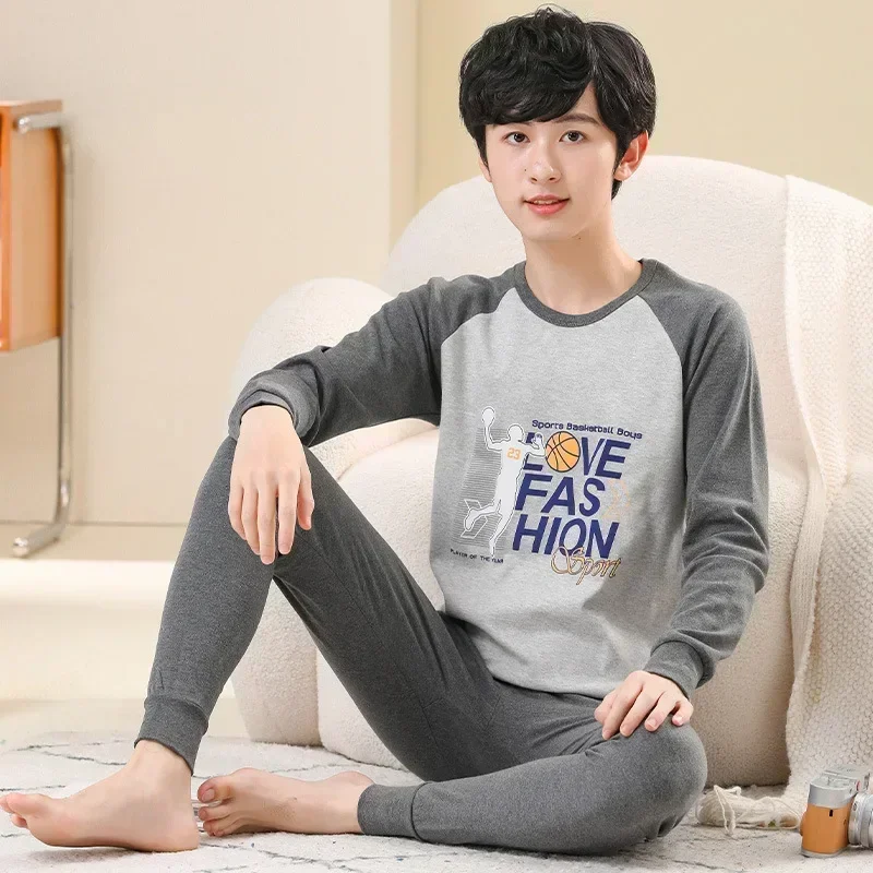 

Winter Warm Pyjamas Sets for Boys Kids Stripe Pajamas Suits Teenager Sleepwear Autumn Clothes for Children from 2 to 15Years Old